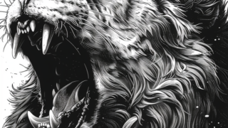 흑백의 날카로운 잉크로 그린 그림