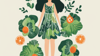 과일과 나뭇잎으로 사물 만드는 일러스트