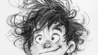 흑백의 동화책 삽화 스타일